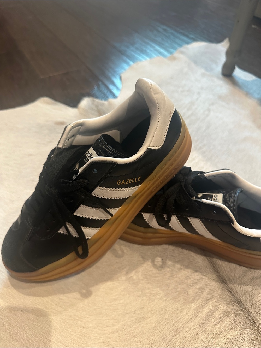 adidas Gazelle Men’s Black & White Sneakers with Gum Sole